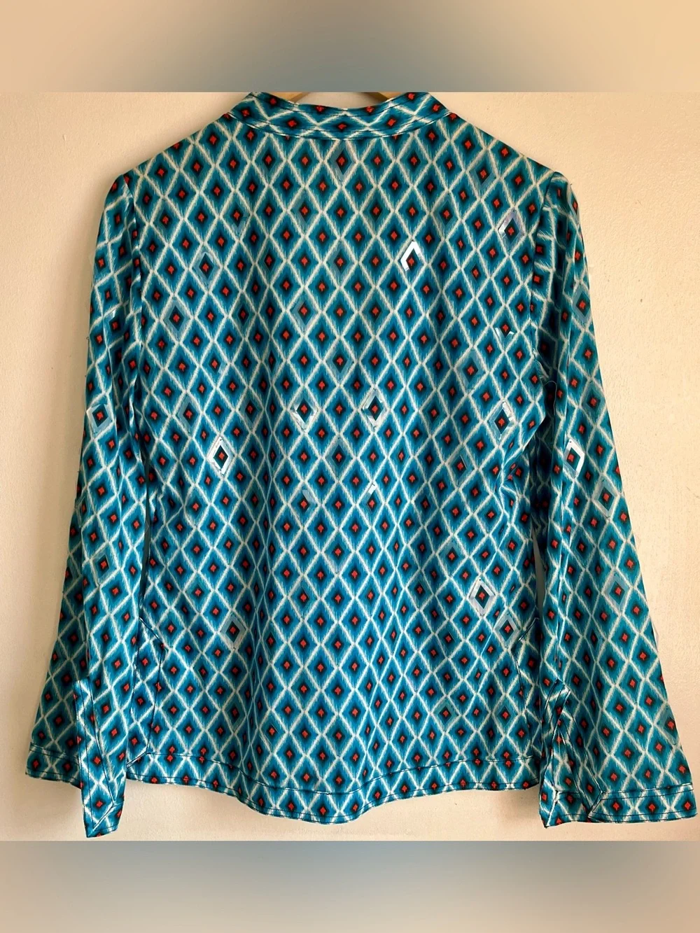 TORY BURCH Diamond-Print Notch V-Neck Tunic Top
